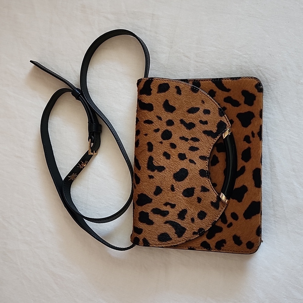 Charlotte Olympia Leather Calf Hair Leopard Accordion Bag